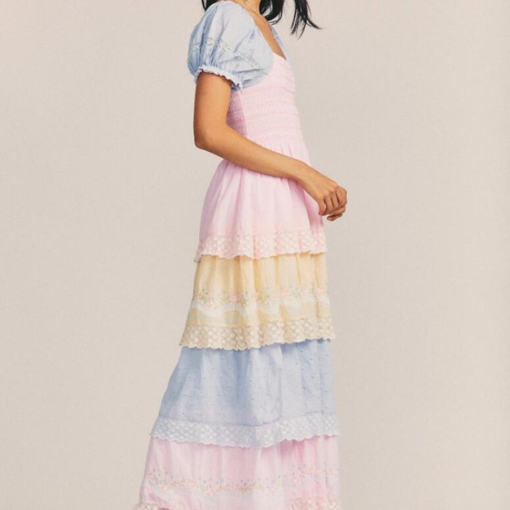 LoveShackFancy Capella Tiered Maxi Dress AMBROSIA - Picture 3 of 4